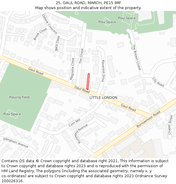25, GAUL ROAD, MARCH, PE15 9RF: Location map and indicative extent of plot