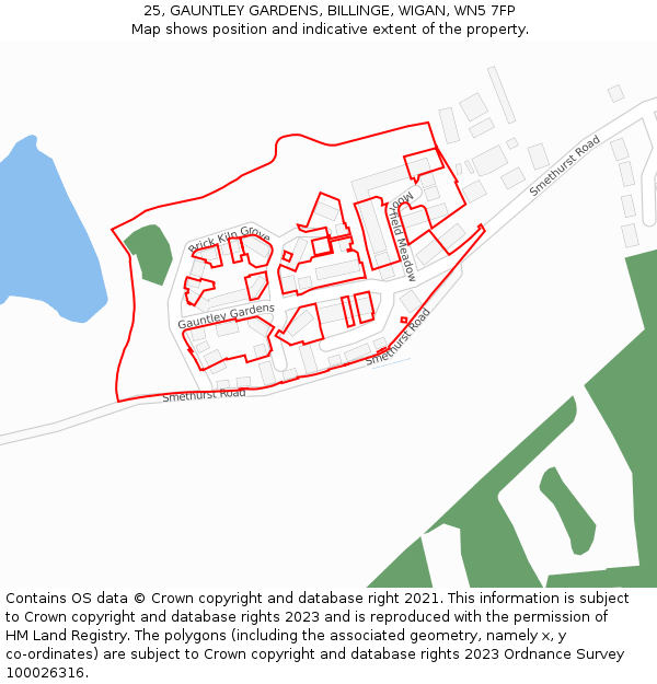 25, GAUNTLEY GARDENS, BILLINGE, WIGAN, WN5 7FP: Location map and indicative extent of plot