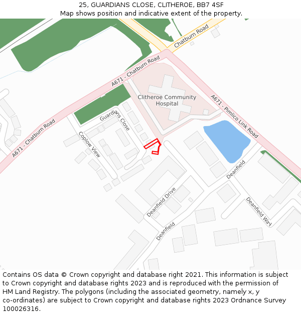 25, GUARDIANS CLOSE, CLITHEROE, BB7 4SF: Location map and indicative extent of plot