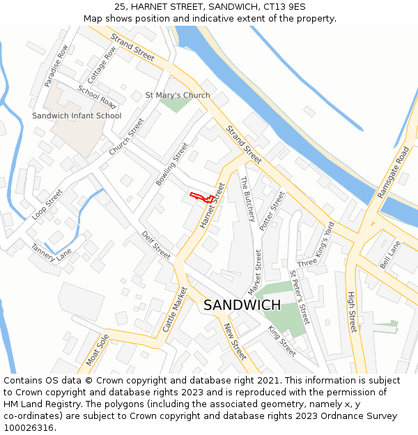25, HARNET STREET, SANDWICH, CT13 9ES: Location map and indicative extent of plot