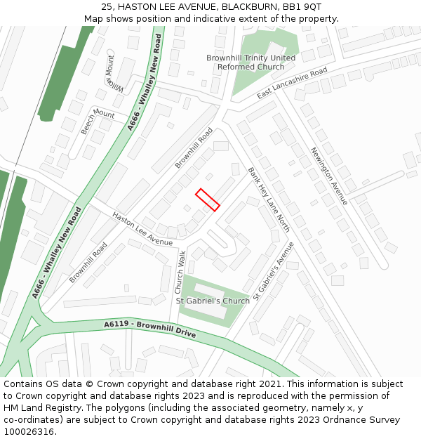 25, HASTON LEE AVENUE, BLACKBURN, BB1 9QT: Location map and indicative extent of plot