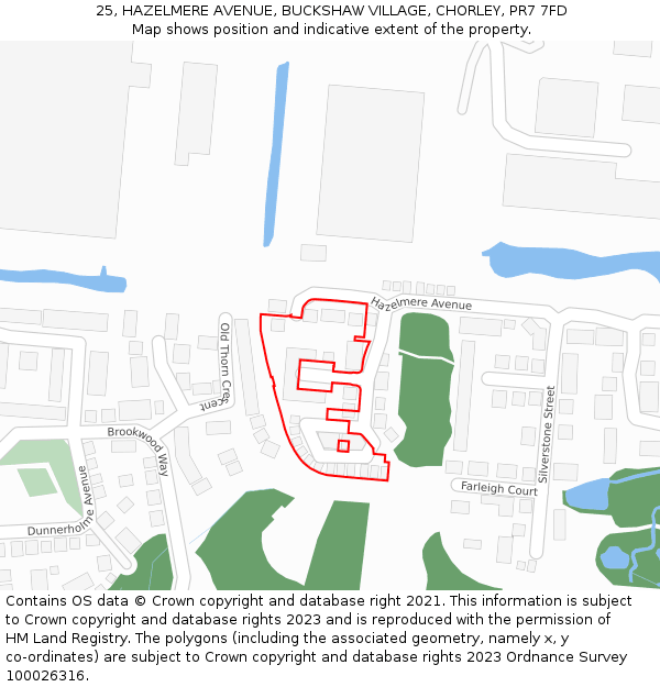 25, HAZELMERE AVENUE, BUCKSHAW VILLAGE, CHORLEY, PR7 7FD: Location map and indicative extent of plot