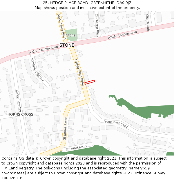 25, HEDGE PLACE ROAD, GREENHITHE, DA9 9JZ: Location map and indicative extent of plot