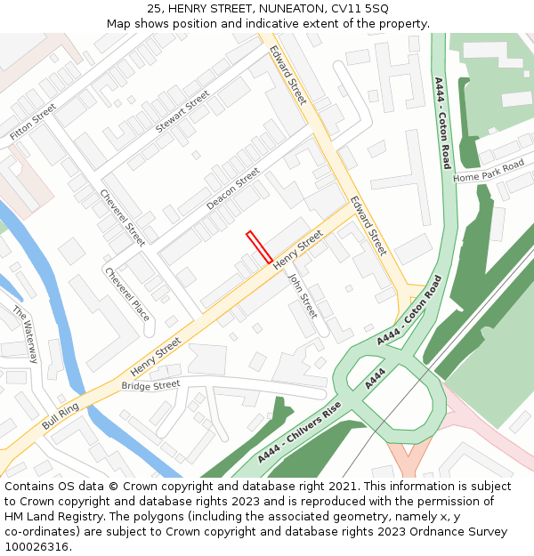 25, HENRY STREET, NUNEATON, CV11 5SQ: Location map and indicative extent of plot