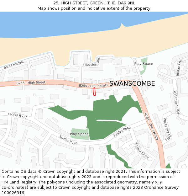 25, HIGH STREET, GREENHITHE, DA9 9NL: Location map and indicative extent of plot