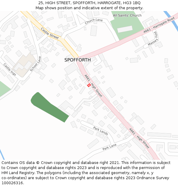 25, HIGH STREET, SPOFFORTH, HARROGATE, HG3 1BQ: Location map and indicative extent of plot