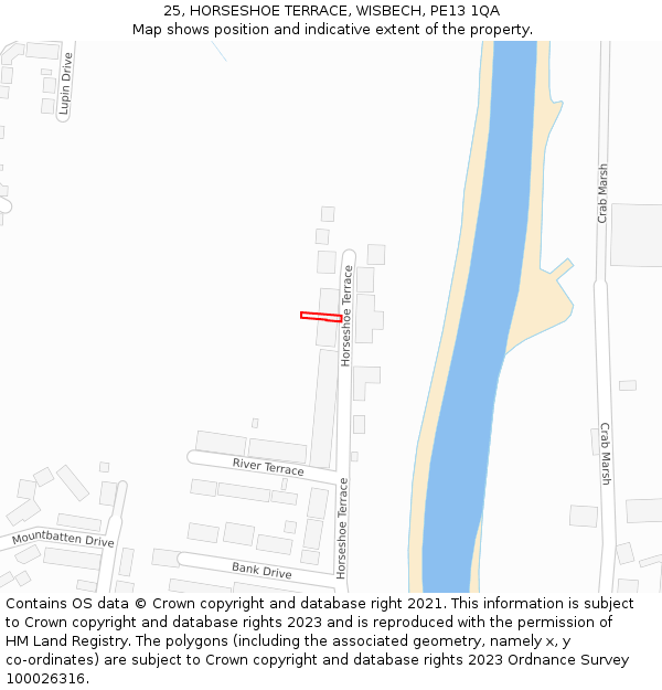 25, HORSESHOE TERRACE, WISBECH, PE13 1QA: Location map and indicative extent of plot