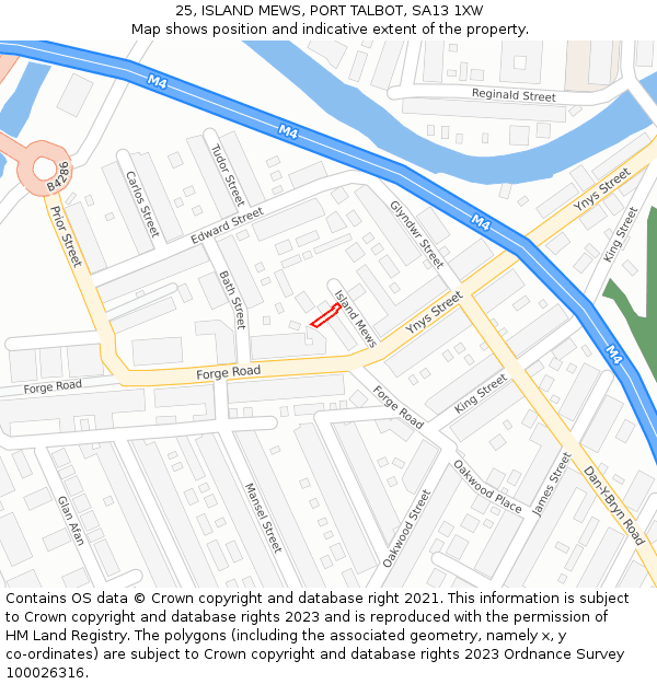 25, ISLAND MEWS, PORT TALBOT, SA13 1XW: Location map and indicative extent of plot