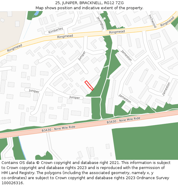 25, JUNIPER, BRACKNELL, RG12 7ZG: Location map and indicative extent of plot
