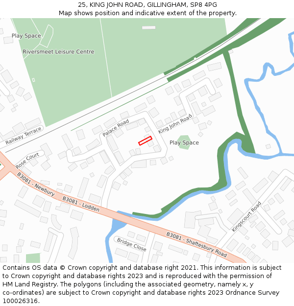 25, KING JOHN ROAD, GILLINGHAM, SP8 4PG: Location map and indicative extent of plot
