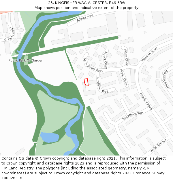 25, KINGFISHER WAY, ALCESTER, B49 6RW: Location map and indicative extent of plot