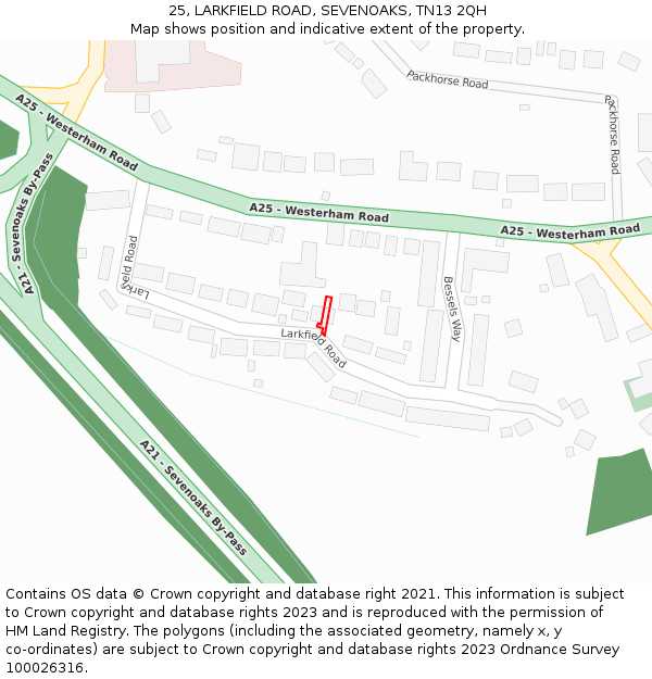 25, LARKFIELD ROAD, SEVENOAKS, TN13 2QH: Location map and indicative extent of plot