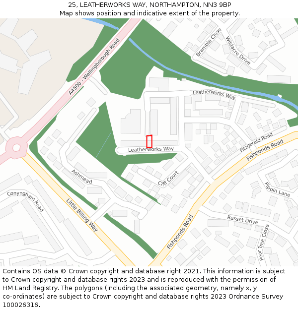 25, LEATHERWORKS WAY, NORTHAMPTON, NN3 9BP: Location map and indicative extent of plot