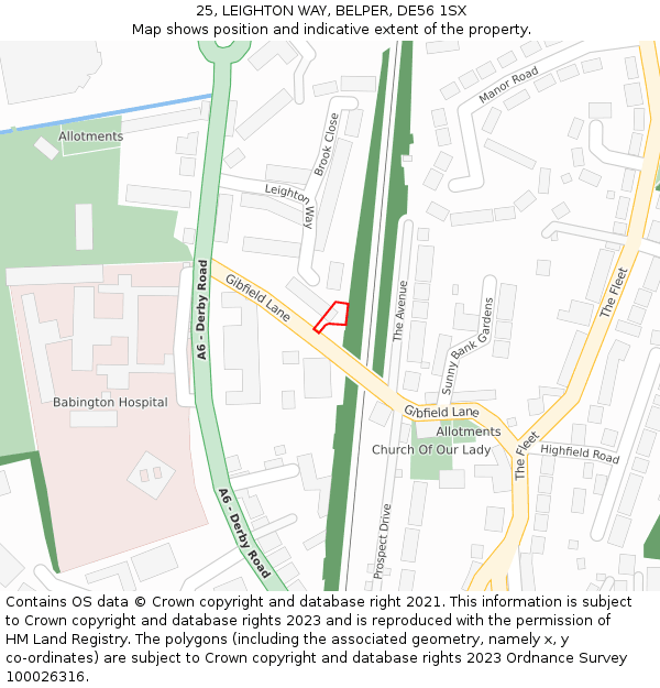 25, LEIGHTON WAY, BELPER, DE56 1SX: Location map and indicative extent of plot