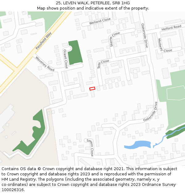 25, LEVEN WALK, PETERLEE, SR8 1HG: Location map and indicative extent of plot