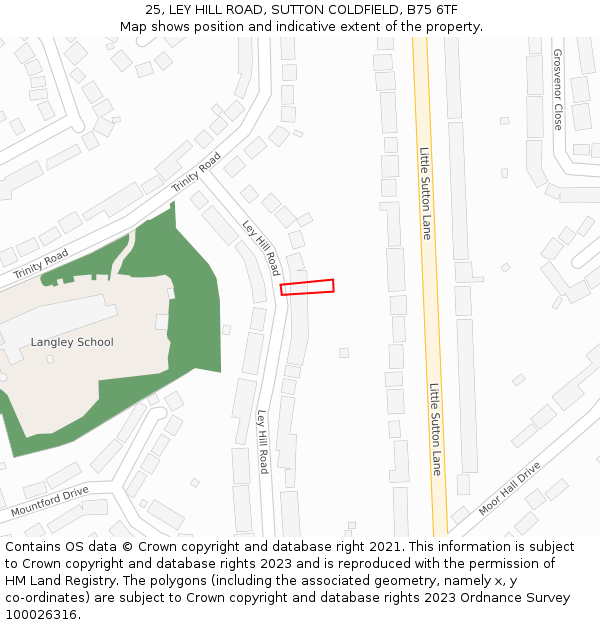 25, LEY HILL ROAD, SUTTON COLDFIELD, B75 6TF: Location map and indicative extent of plot