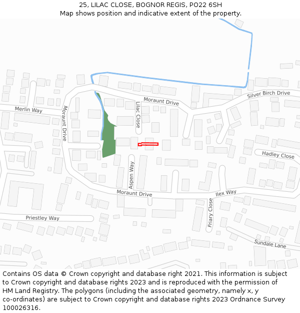 25, LILAC CLOSE, BOGNOR REGIS, PO22 6SH: Location map and indicative extent of plot