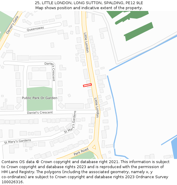 25, LITTLE LONDON, LONG SUTTON, SPALDING, PE12 9LE: Location map and indicative extent of plot