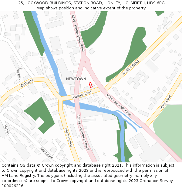 25, LOCKWOOD BUILDINGS, STATION ROAD, HONLEY, HOLMFIRTH, HD9 6PG: Location map and indicative extent of plot