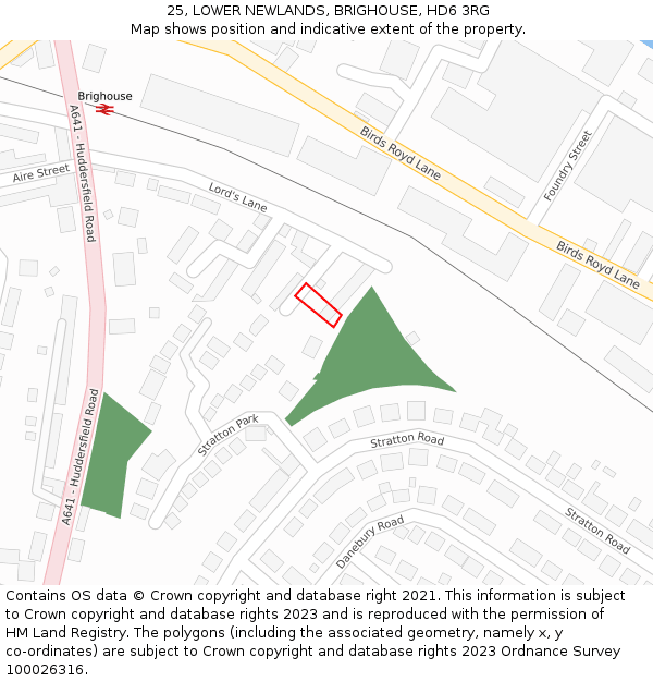 25, LOWER NEWLANDS, BRIGHOUSE, HD6 3RG: Location map and indicative extent of plot