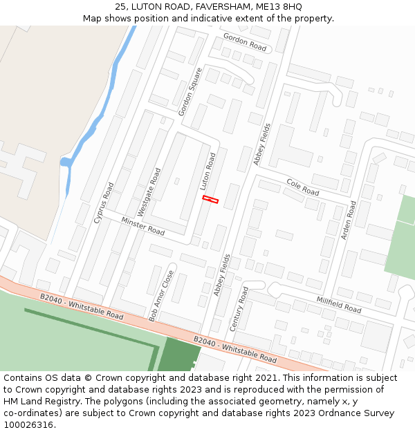 25, LUTON ROAD, FAVERSHAM, ME13 8HQ: Location map and indicative extent of plot