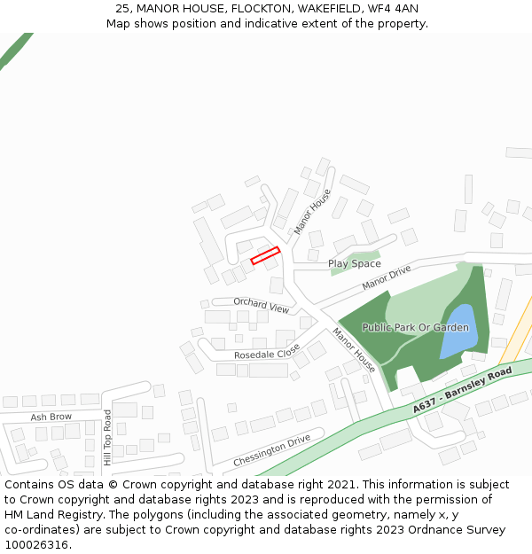 25, MANOR HOUSE, FLOCKTON, WAKEFIELD, WF4 4AN: Location map and indicative extent of plot