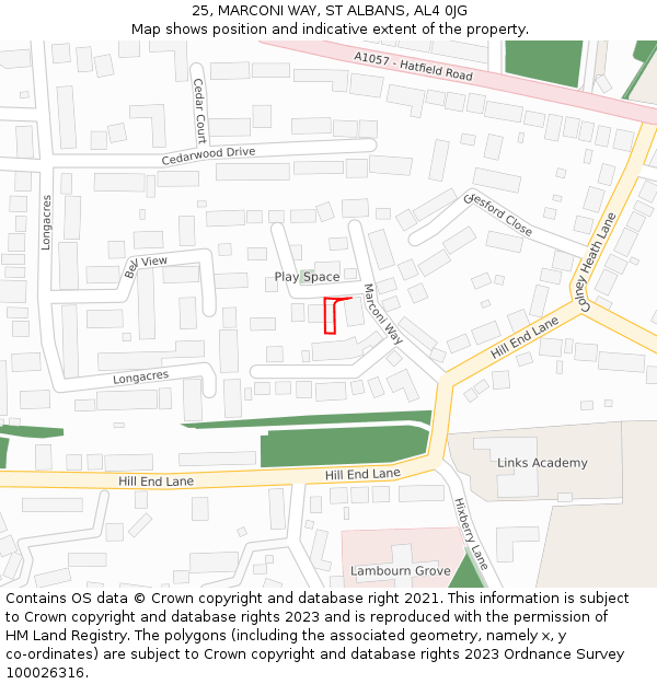 25, MARCONI WAY, ST ALBANS, AL4 0JG: Location map and indicative extent of plot