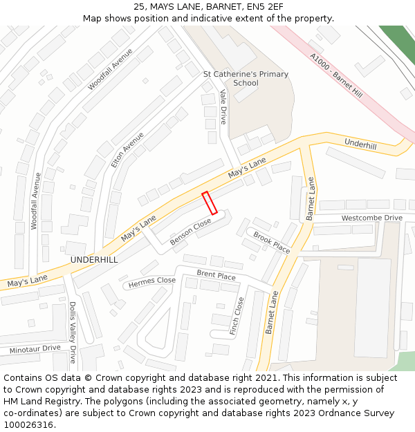 25, MAYS LANE, BARNET, EN5 2EF: Location map and indicative extent of plot