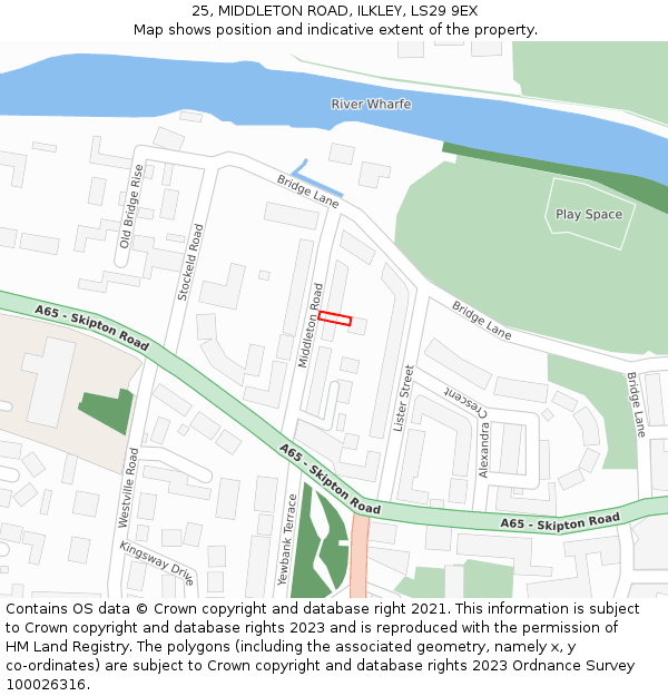 25, MIDDLETON ROAD, ILKLEY, LS29 9EX: Location map and indicative extent of plot