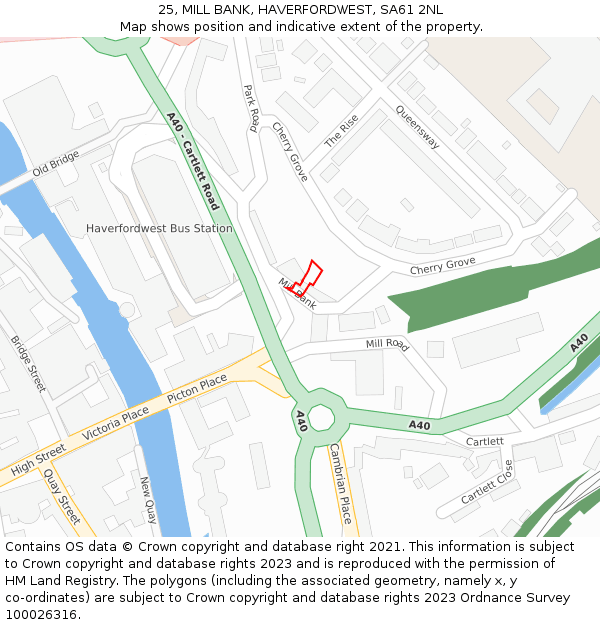 25, MILL BANK, HAVERFORDWEST, SA61 2NL: Location map and indicative extent of plot