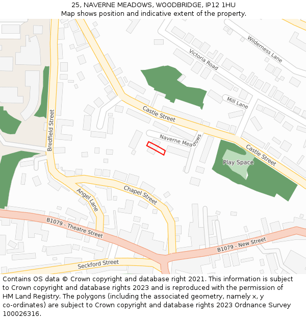 25, NAVERNE MEADOWS, WOODBRIDGE, IP12 1HU: Location map and indicative extent of plot