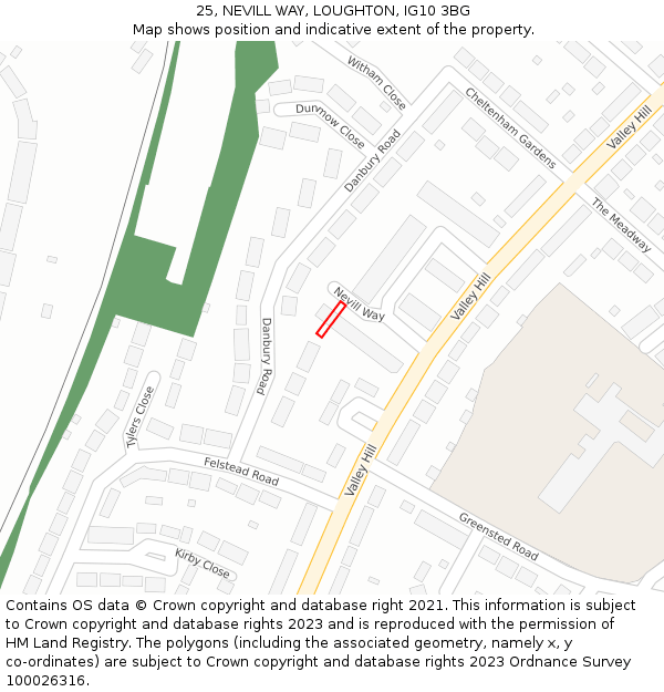 25, NEVILL WAY, LOUGHTON, IG10 3BG: Location map and indicative extent of plot