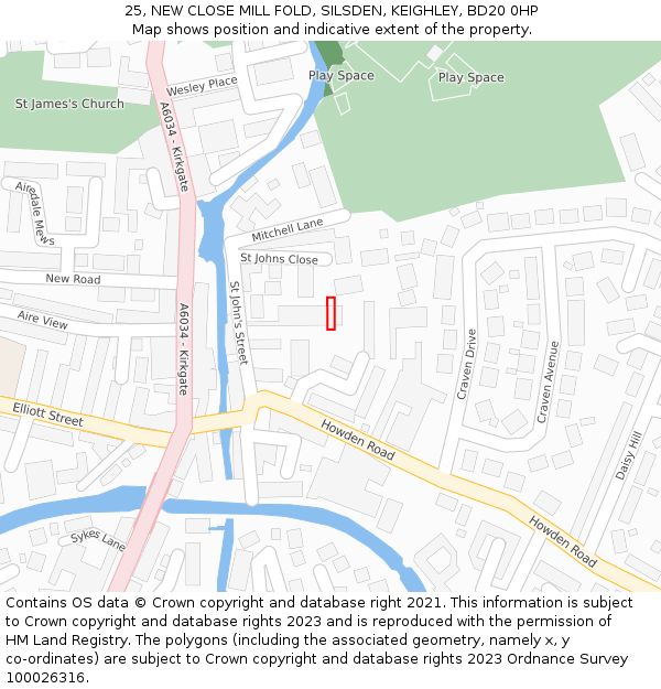 25, NEW CLOSE MILL FOLD, SILSDEN, KEIGHLEY, BD20 0HP: Location map and indicative extent of plot