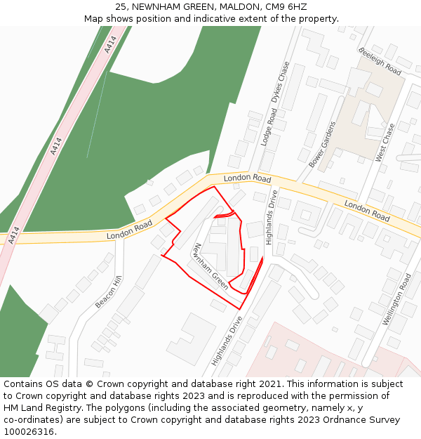 25, NEWNHAM GREEN, MALDON, CM9 6HZ: Location map and indicative extent of plot