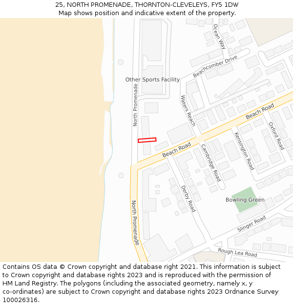 25, NORTH PROMENADE, THORNTON-CLEVELEYS, FY5 1DW: Location map and indicative extent of plot