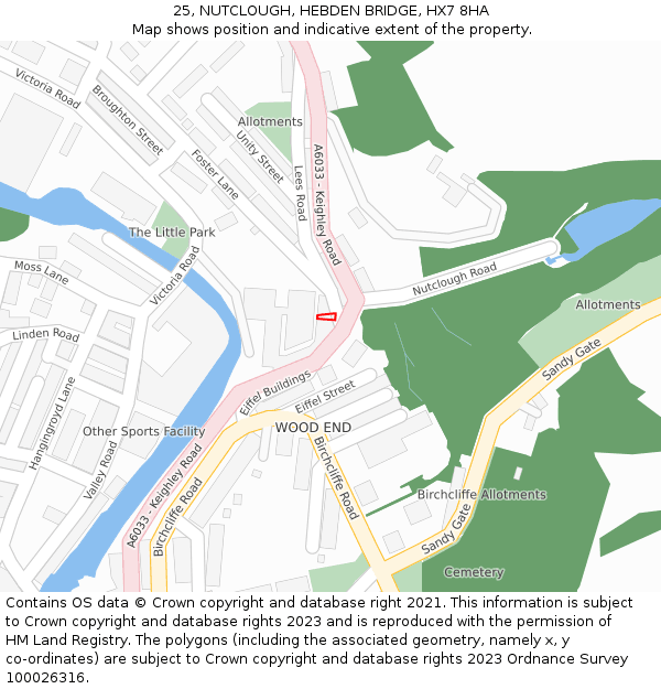 25, NUTCLOUGH, HEBDEN BRIDGE, HX7 8HA: Location map and indicative extent of plot