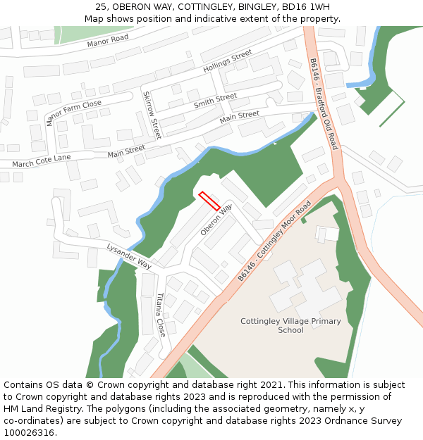 25, OBERON WAY, COTTINGLEY, BINGLEY, BD16 1WH: Location map and indicative extent of plot