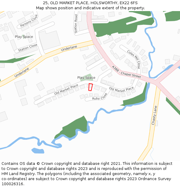 25, OLD MARKET PLACE, HOLSWORTHY, EX22 6FS: Location map and indicative extent of plot