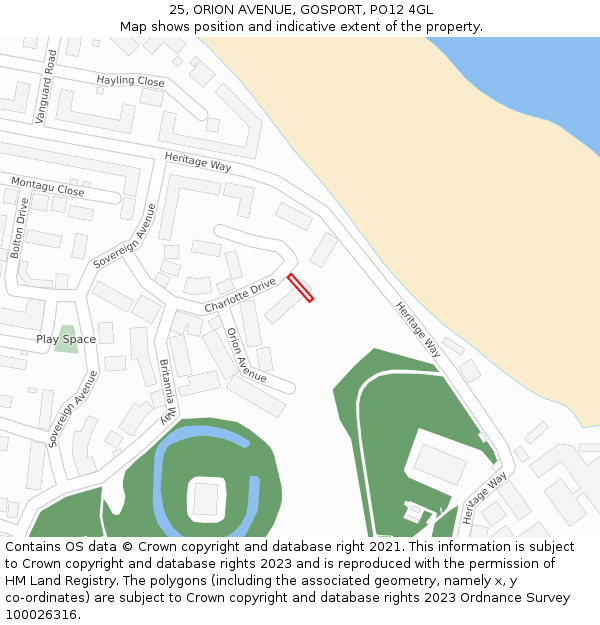 25, ORION AVENUE, GOSPORT, PO12 4GL: Location map and indicative extent of plot