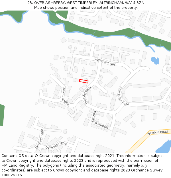 25, OVER ASHBERRY, WEST TIMPERLEY, ALTRINCHAM, WA14 5ZN: Location map and indicative extent of plot