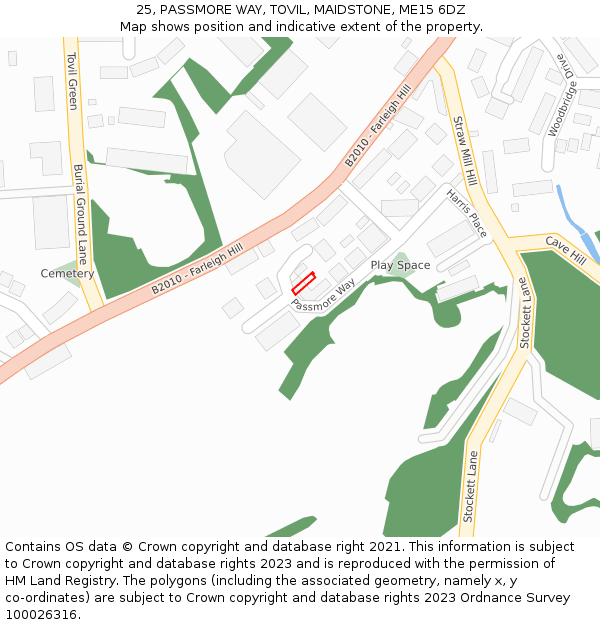 25, PASSMORE WAY, TOVIL, MAIDSTONE, ME15 6DZ: Location map and indicative extent of plot