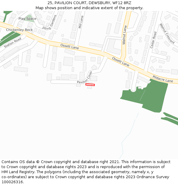 25, PAVILION COURT, DEWSBURY, WF12 8RZ: Location map and indicative extent of plot
