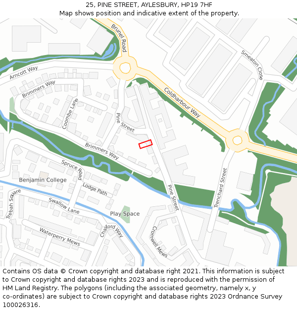 25, PINE STREET, AYLESBURY, HP19 7HF: Location map and indicative extent of plot