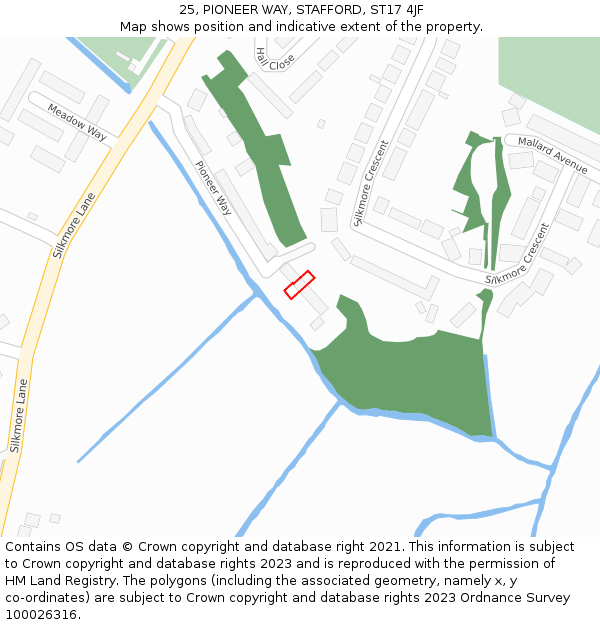 25, PIONEER WAY, STAFFORD, ST17 4JF: Location map and indicative extent of plot