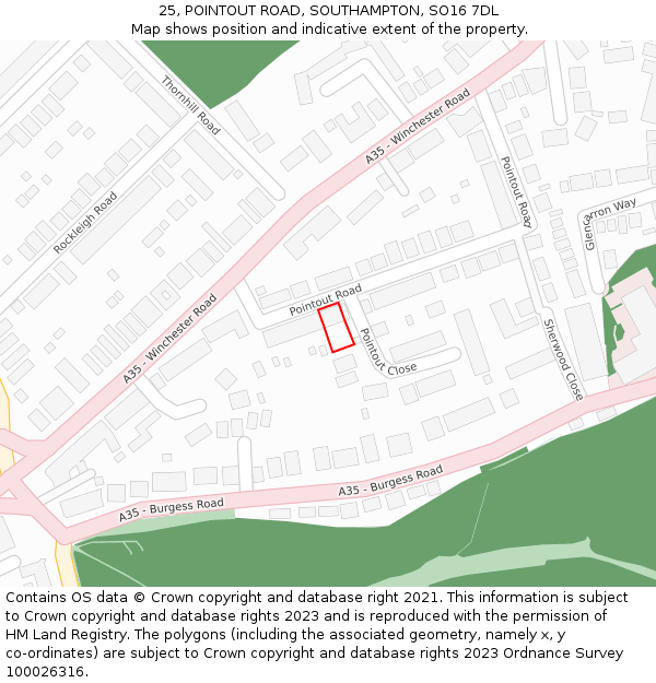 25, POINTOUT ROAD, SOUTHAMPTON, SO16 7DL: Location map and indicative extent of plot