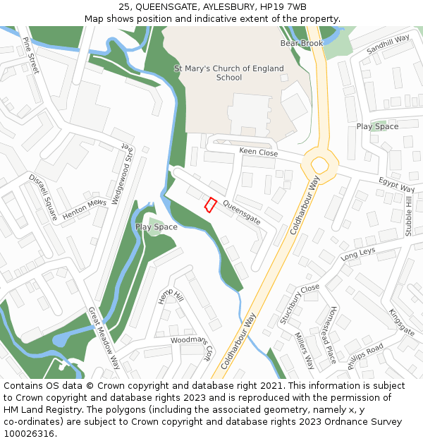 25, QUEENSGATE, AYLESBURY, HP19 7WB: Location map and indicative extent of plot