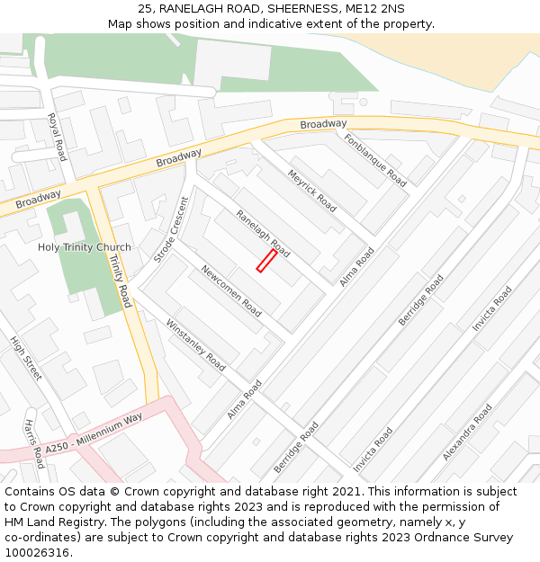 25, RANELAGH ROAD, SHEERNESS, ME12 2NS: Location map and indicative extent of plot