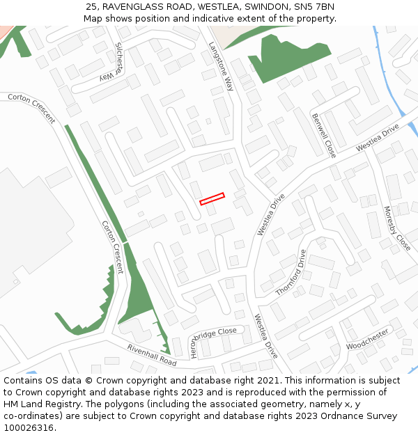 25, RAVENGLASS ROAD, WESTLEA, SWINDON, SN5 7BN: Location map and indicative extent of plot