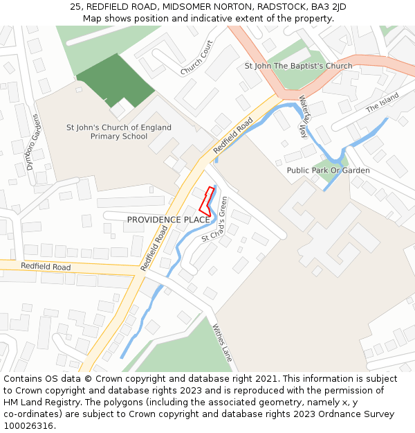 25, REDFIELD ROAD, MIDSOMER NORTON, RADSTOCK, BA3 2JD: Location map and indicative extent of plot