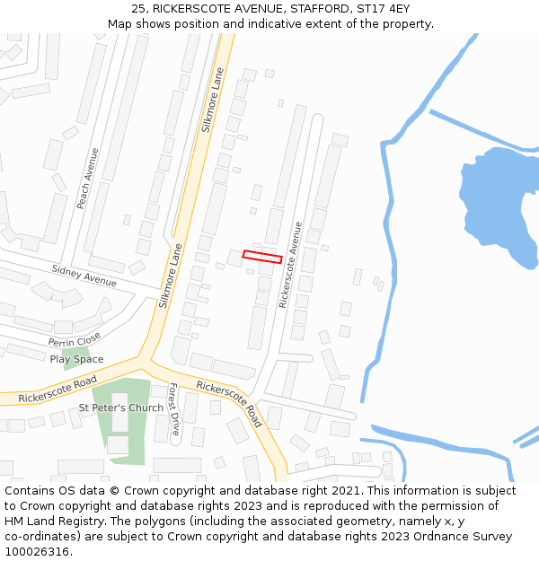 25, RICKERSCOTE AVENUE, STAFFORD, ST17 4EY: Location map and indicative extent of plot